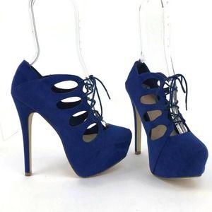 Just Fab Size 6 Chessene Royal Blue Lace Up Heels